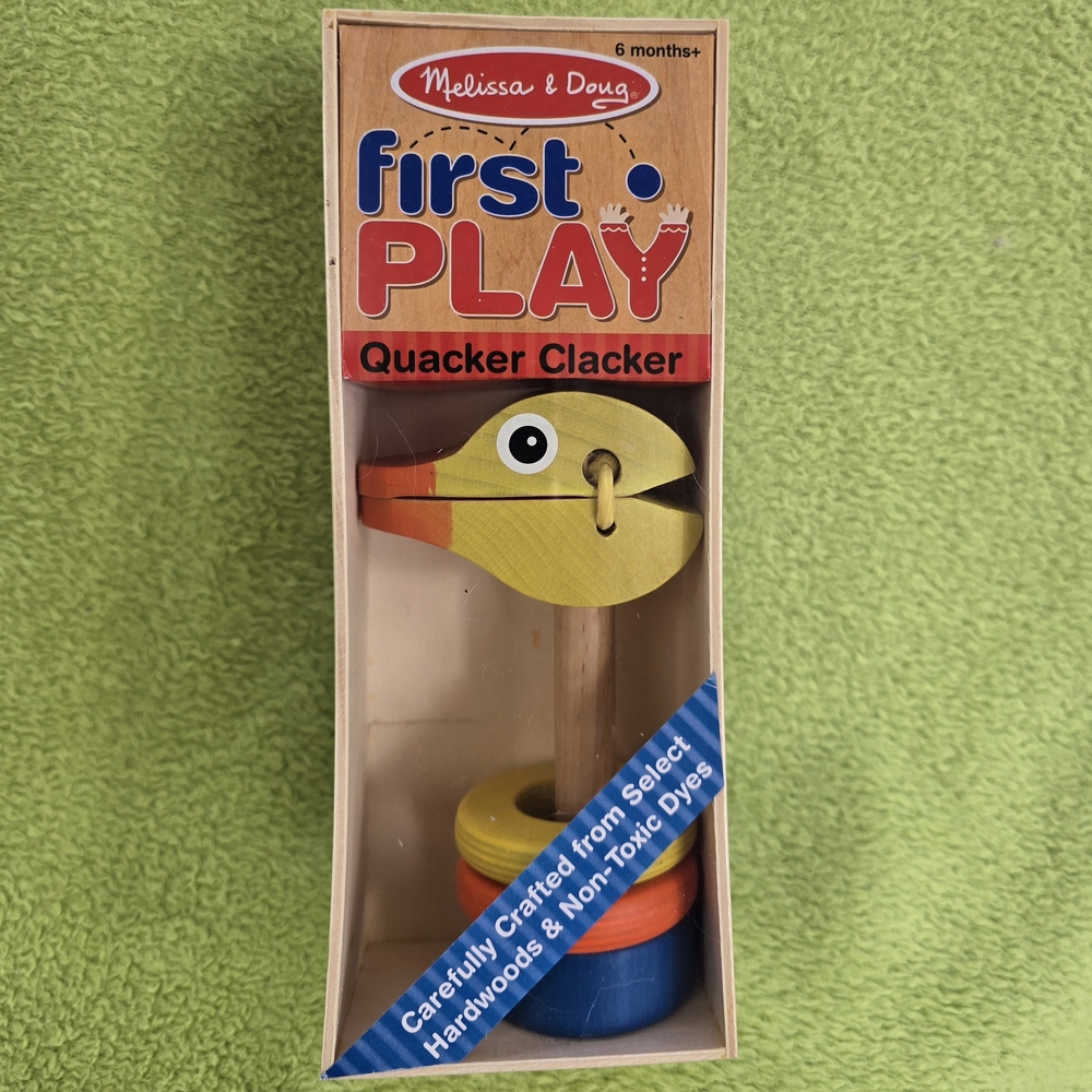 VHTF NIB TOY 6M+ Melissa & Doug Quacker Clacker - Yellow & Orange (Q2)
